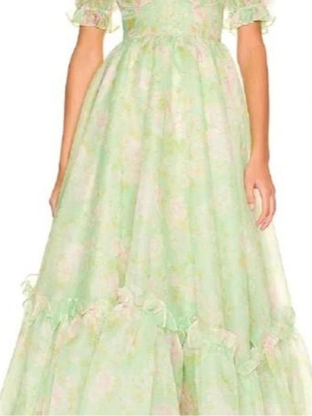 SELKIE THE RITZ DRESS LIGHT GREEN FLORAL SIZE L - Picture 2 of 8